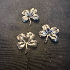 Vintage Sterling Silver Four-Leaf Clover Brooches (Set of 3) St Patrick’s Day!